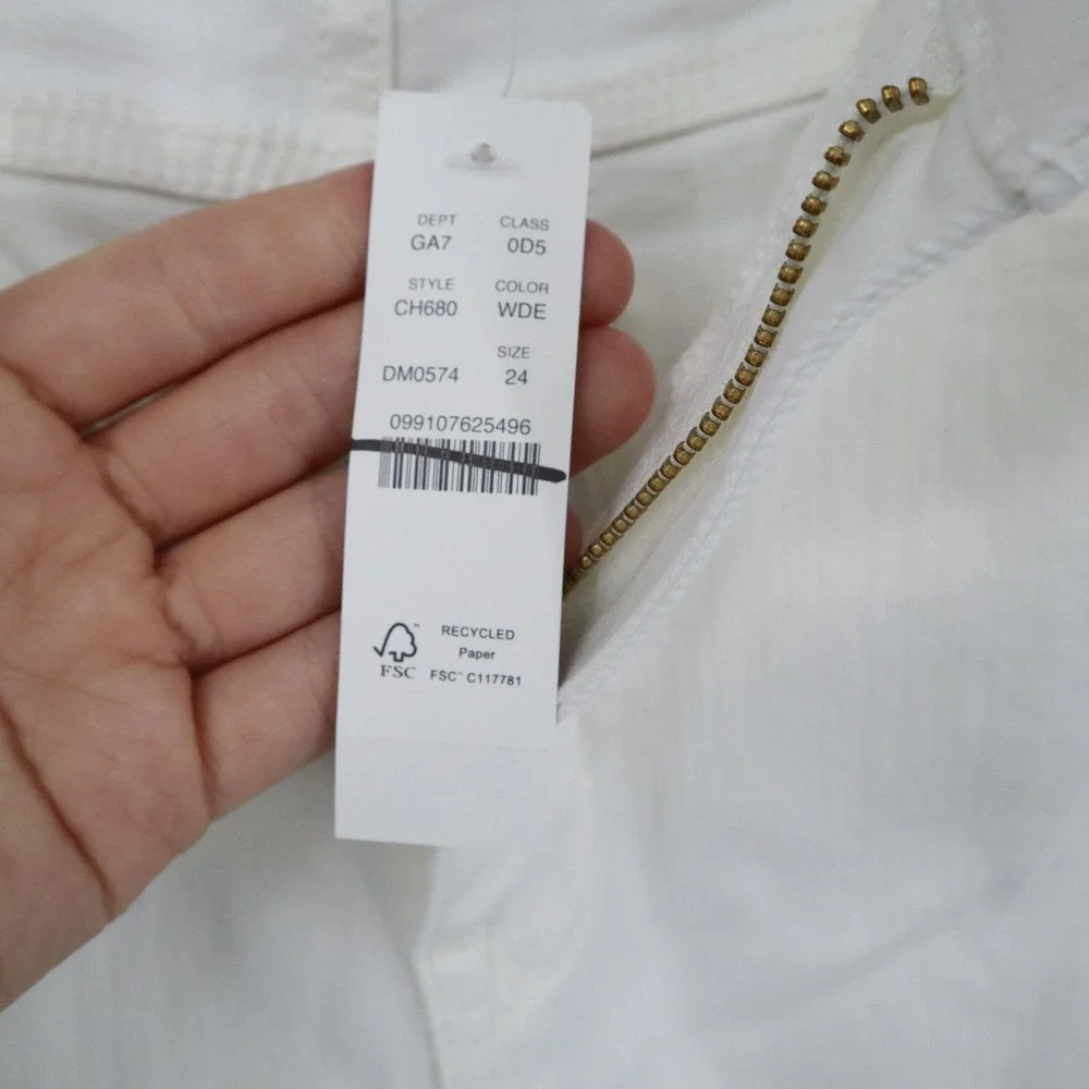 J. Crew 96 Slim Wide Jean Womens 27 White Boho Nautical Indie‎ Preppy Street NWT